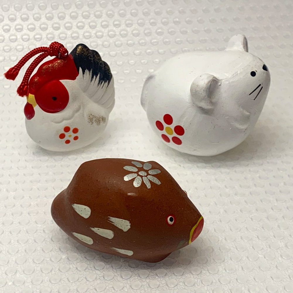 Set of 3 Zodiac Chine fortune - Animal Ornaments figurines
